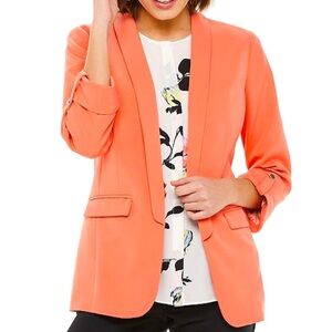 Apt 9 Open-Front Long Boyfriend Blazer - Marine Coral